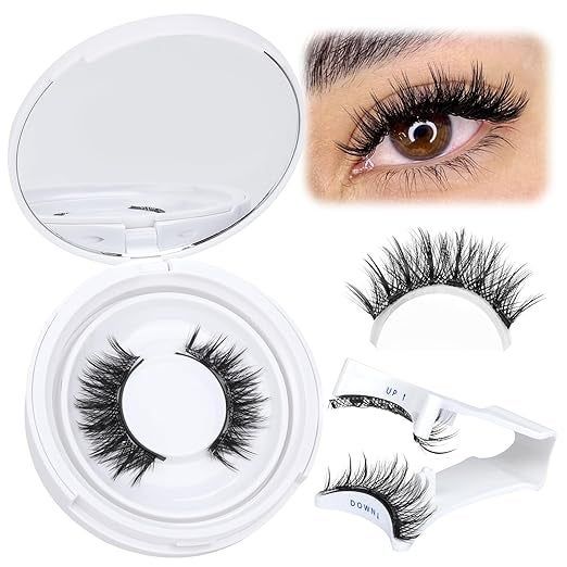 Magnetic eyelashes in a case with the included applicator tool.