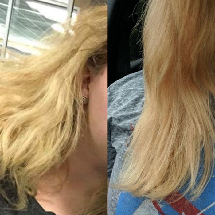 Reviewer showing the results after using Olaplex