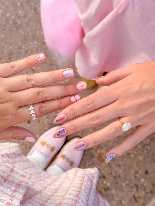 Disney Princess nail stickers adorning nails