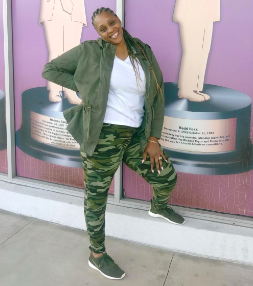A customer shares a photo of themselves wearing the joggers in Camouflage Army.