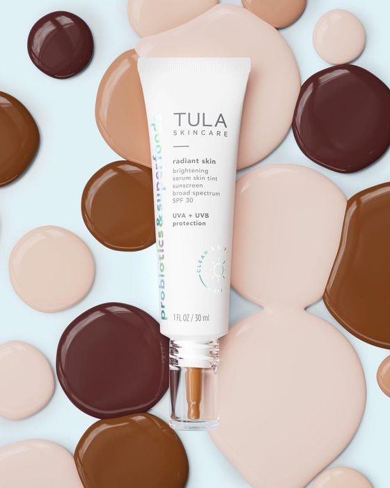 image of the product with swatches displayed in the background