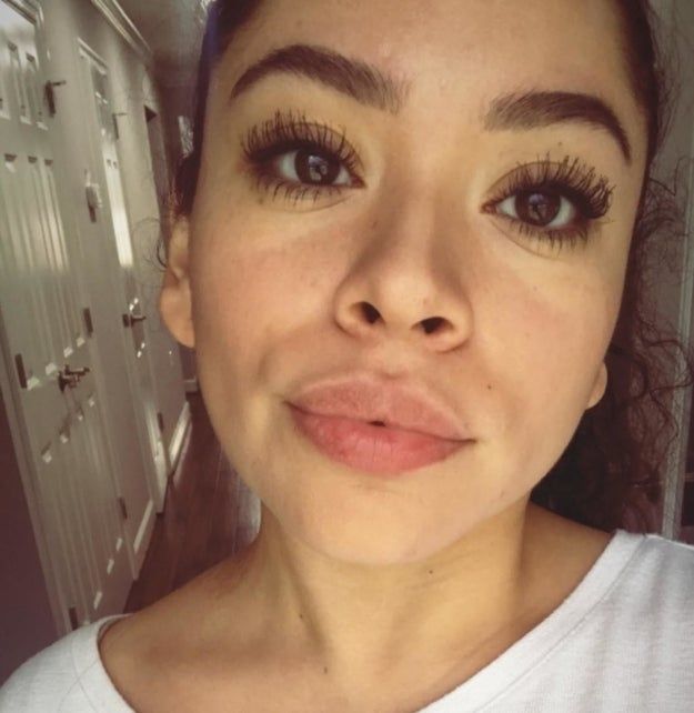 A reviewer showing off their lashes after applying Maybelline Colossal mascara.