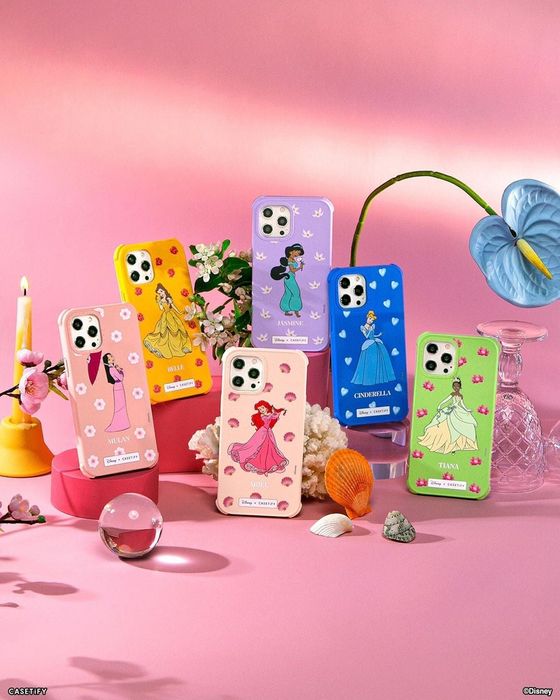 Six distinct Disney princess phone cases, each capturing the magic of the beloved characters.