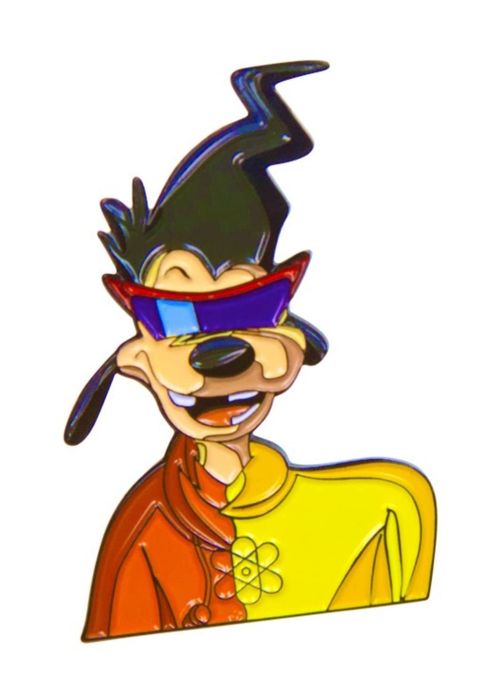 a pin that features half of Max (Goofy's son) and half of Powerline