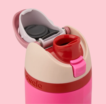 red spout of a pink Owala tumbler