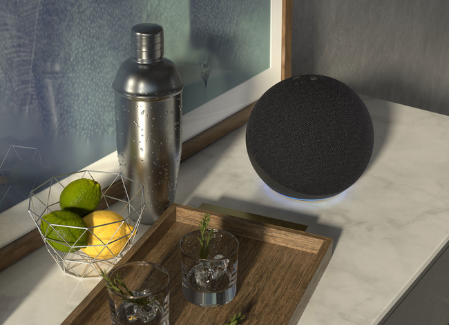 Black Amazon Echo resting on a table