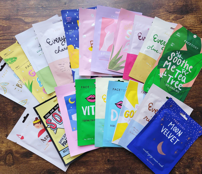A set of approximately 20~ sheet masks from Facetory.