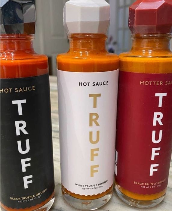 Hannah's photo showcasing all three varieties of Truff Hot Sauce