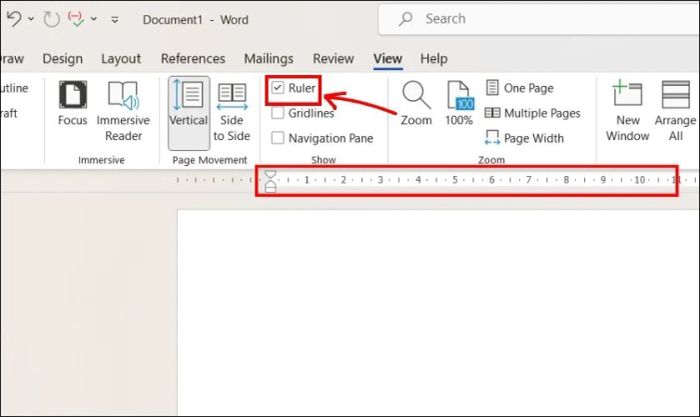 Cách hiển thị thanh thước trong Word trên hệ điều hành Windows
