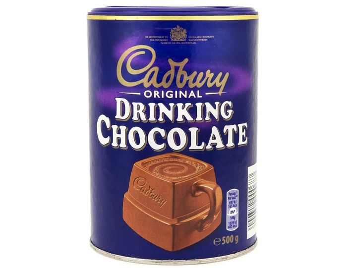 The canister of rich, indulgent drinking chocolate.