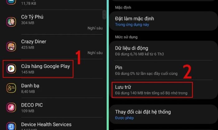 Cách xóa bộ nhớ lưu trữ trên CH Play