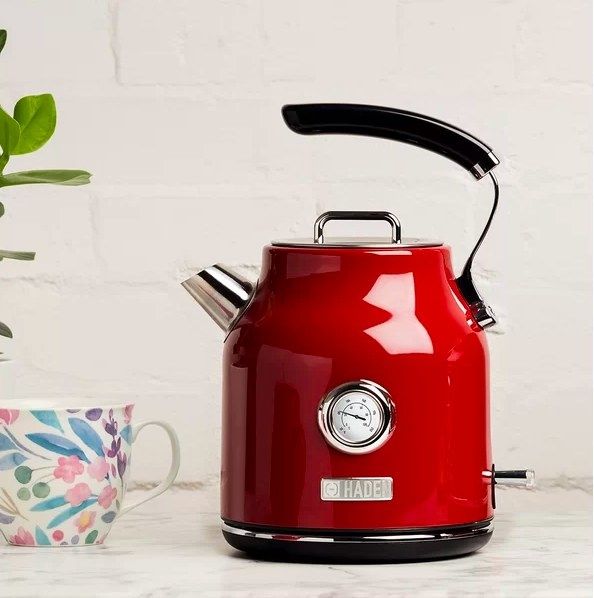 Red electric tea kettle