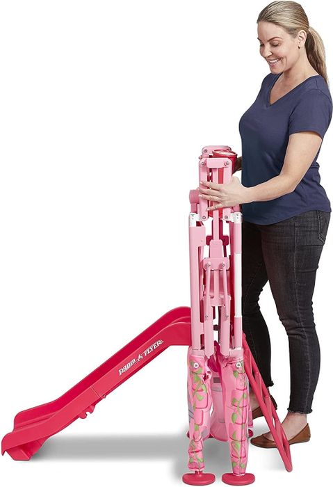 The princess castle, neatly folded up for easy storage.