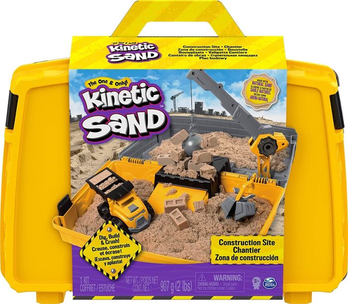The yellow kinetic sand folding sandbox playset