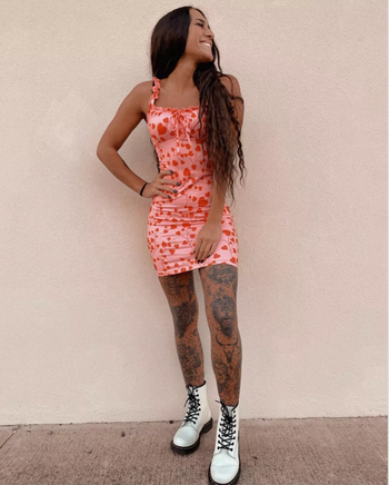 model showcasing the white boots