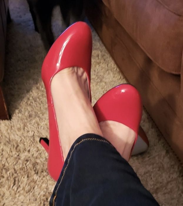Bold red pumps that stand out with style and comfort.