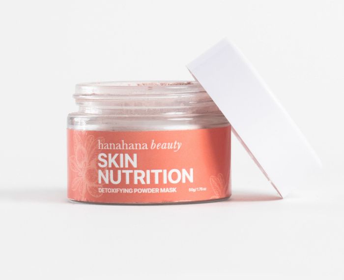 A container holding the powder mask