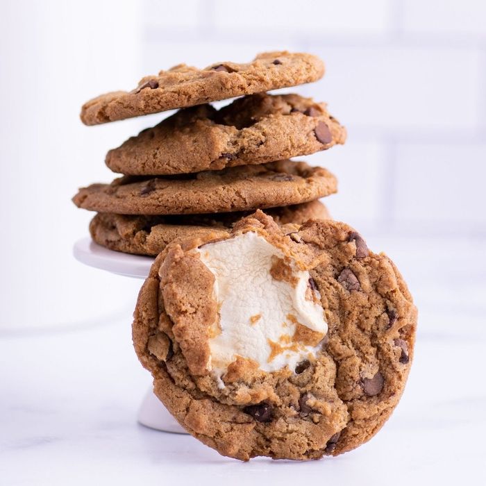 A stack of s'mores-flavored cookies.