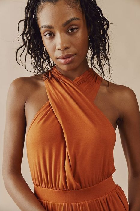 Model in the orange jumpsuit