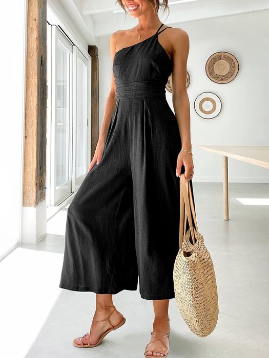 A model is seen wearing the jumpsuit.