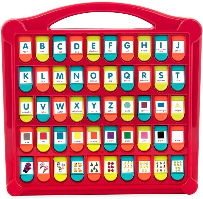 A portable lift-and-learn toy for numbers and letters