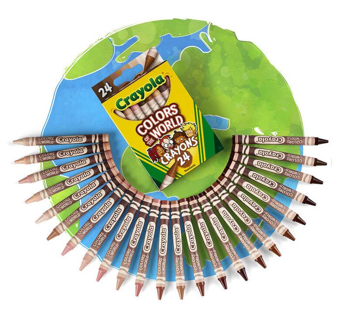 A 24-pack of crayons designed to represent a wide range of skin tones from across the globe.