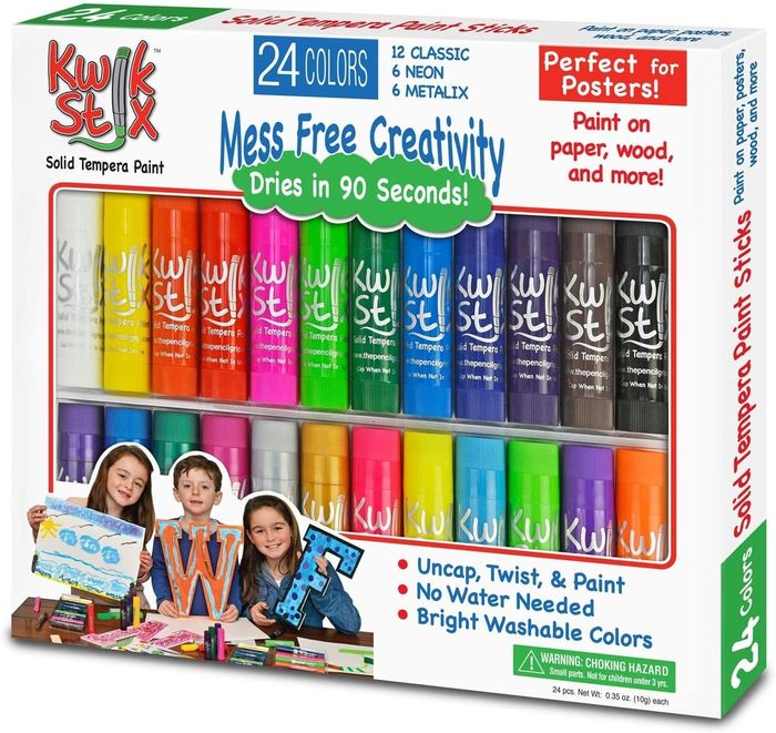 A set of vibrant, multicolored paint sticks for creative expression.