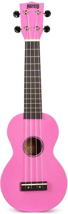 A vibrant pink ukulele