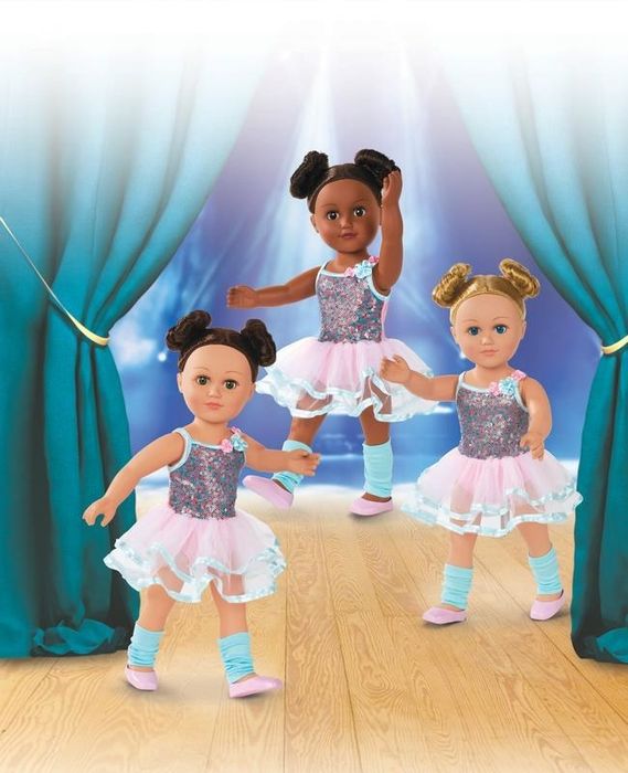 Three poseable ballerina dolls, each dressed in a leotard and tutu, ready for dance.