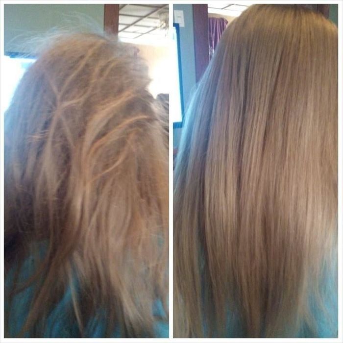 Person with 1c-2a straight hair pattern showing how the brush effectively detangles