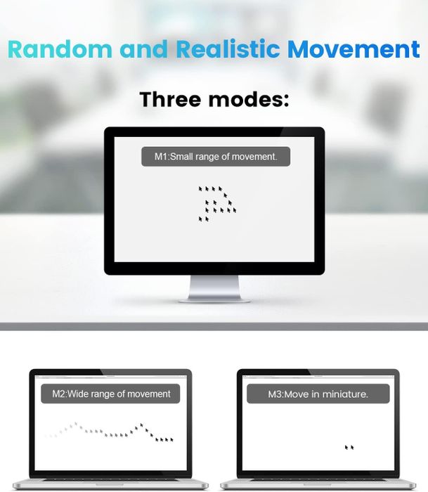 A monitor displaying three movement settings for user interface: M1 Small range, M2 Wide range, M3 Miniature movement