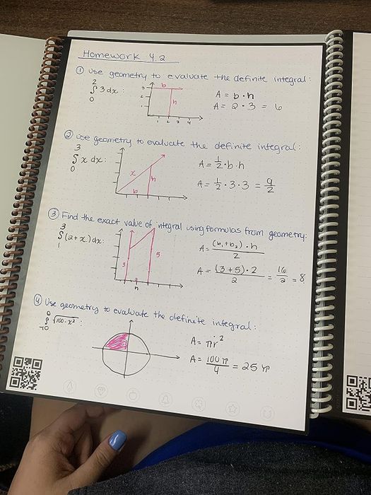 The Rocketbook with math homework written on one of its pages