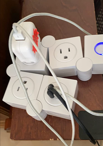 The white power strip reconfigured into a square shape