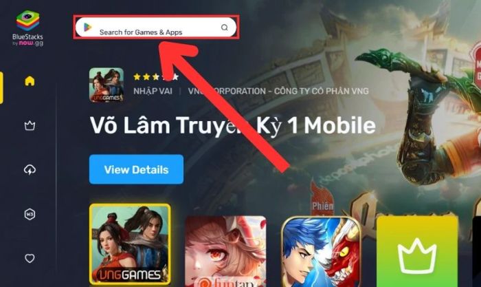Tìm kiếm Capcut trong kho ứng dụng BlueStacks