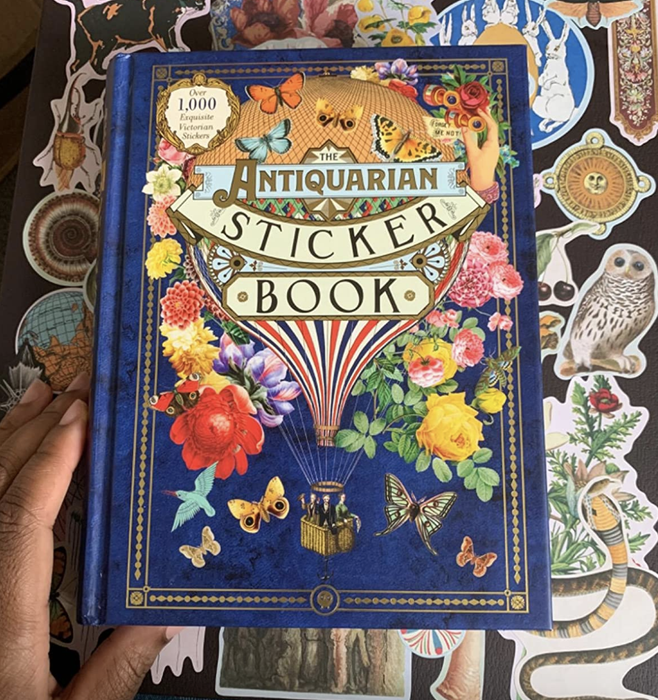A reviewer showcasing the cover of the book.