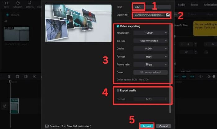 Hướng dẫn xuất video trên phần mềm Capcut cho PC.