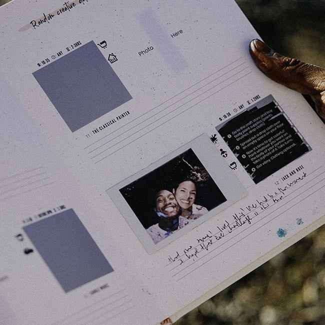 The book featuring a happy couple's photo