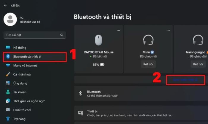 Hướng dẫn kết nối chuột không dây với laptop qua Bluetooth trên Windows.