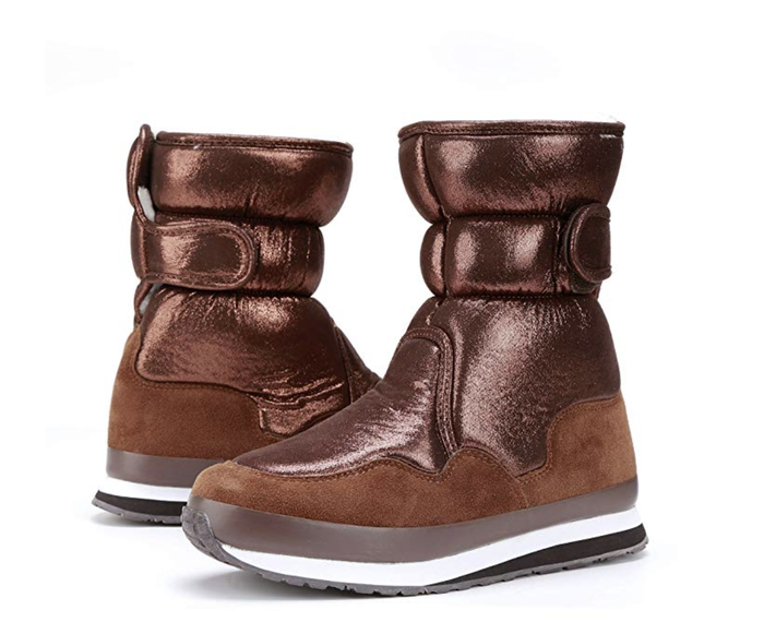 The sneaker boots in a stunning brown metallic finish.