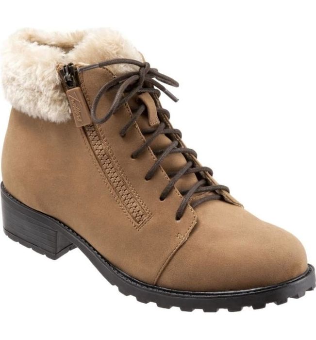The lace-up bootie in a warm brown hue.