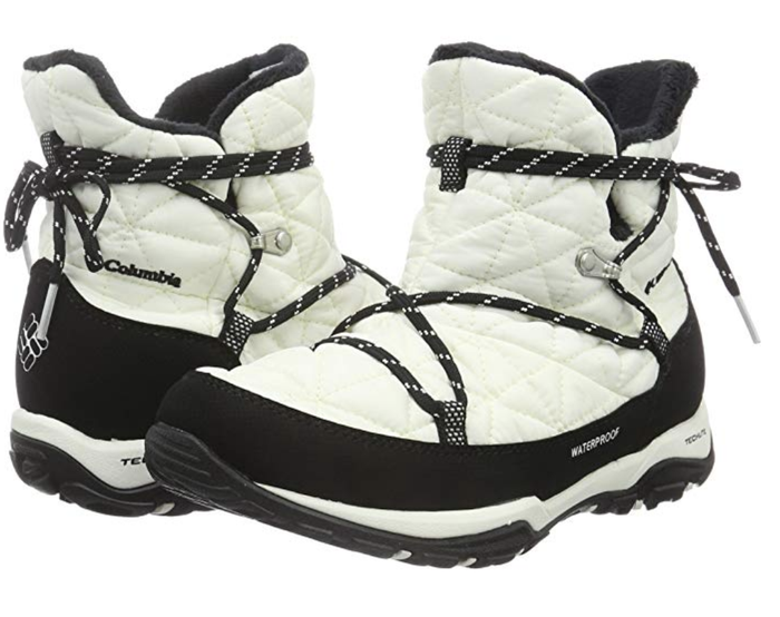 The boots come in a stylish white color.