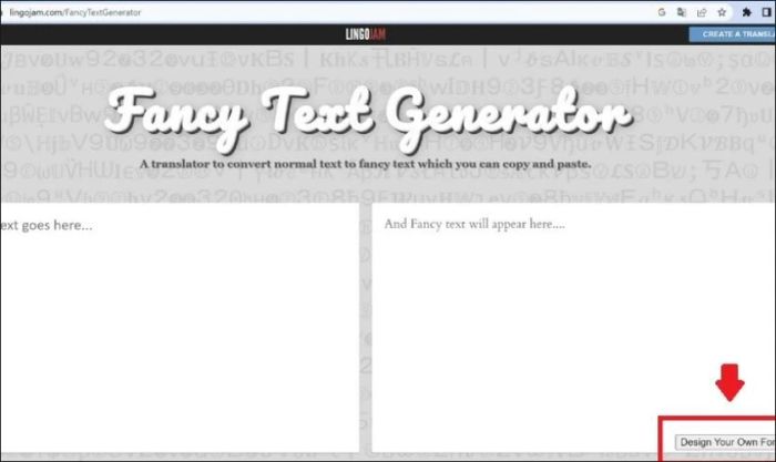 Nhấn vào mục Design Your Own Font
