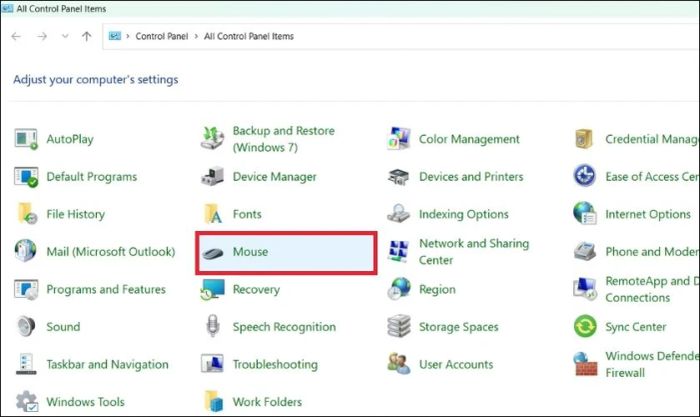 Kích hoạt chuột cảm ứng nhanh chóng qua Control Panel