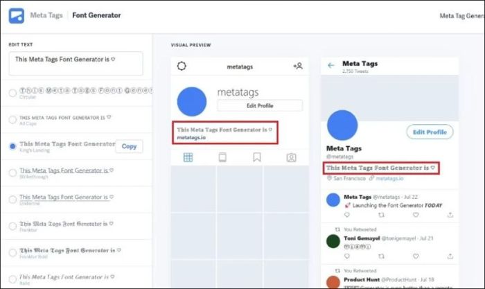 Meta Tags – Bộ sưu tập font chữ Instagram đẹp mắt