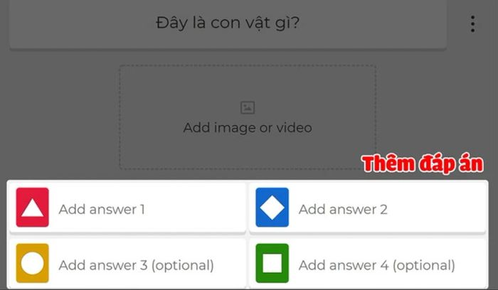 hoàn thành các đáp án cho câu hỏi