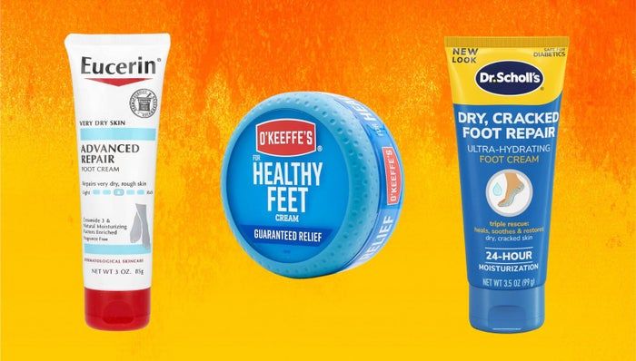 Foot repair creams from Eucerin, O'Keeffe's, and Dr. Scholl's