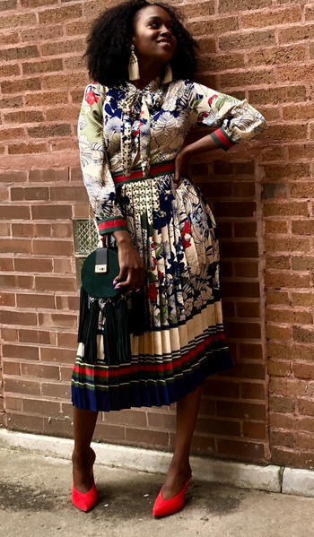 Another reviewer rocking the same dress in a different color combination.