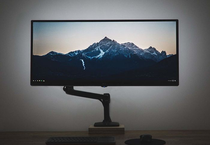 A TV illuminated by the LED lights.