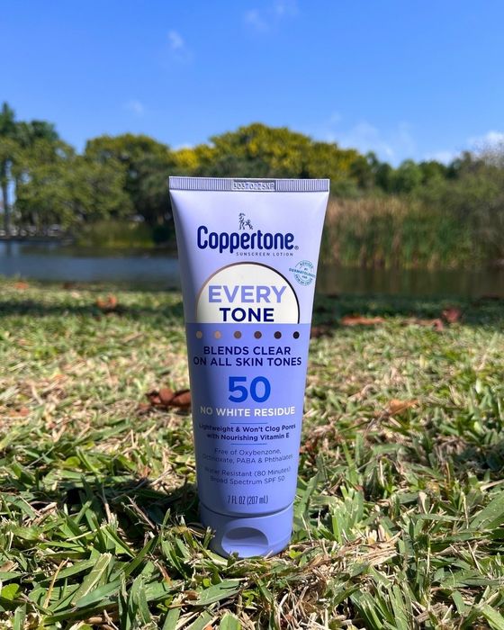The sunscreen in the grass