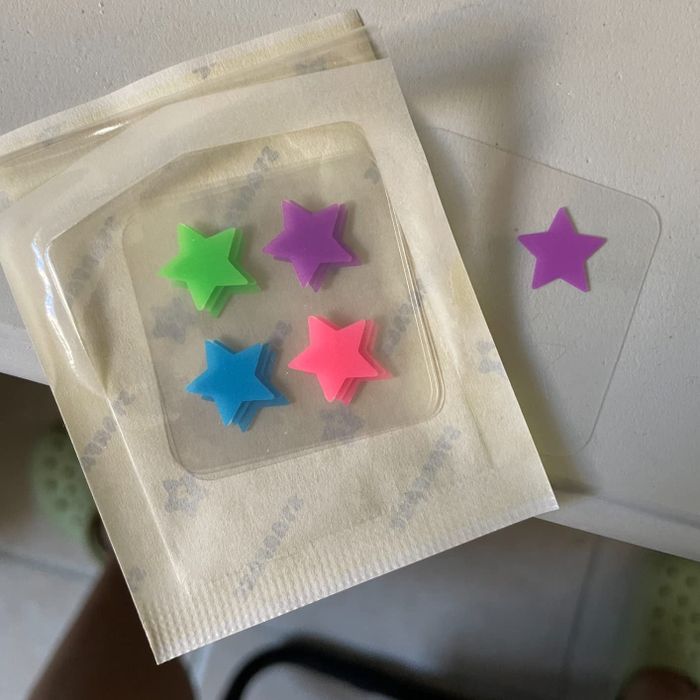 A set of star-shaped pimple patches, adding a fun twist to skincare.